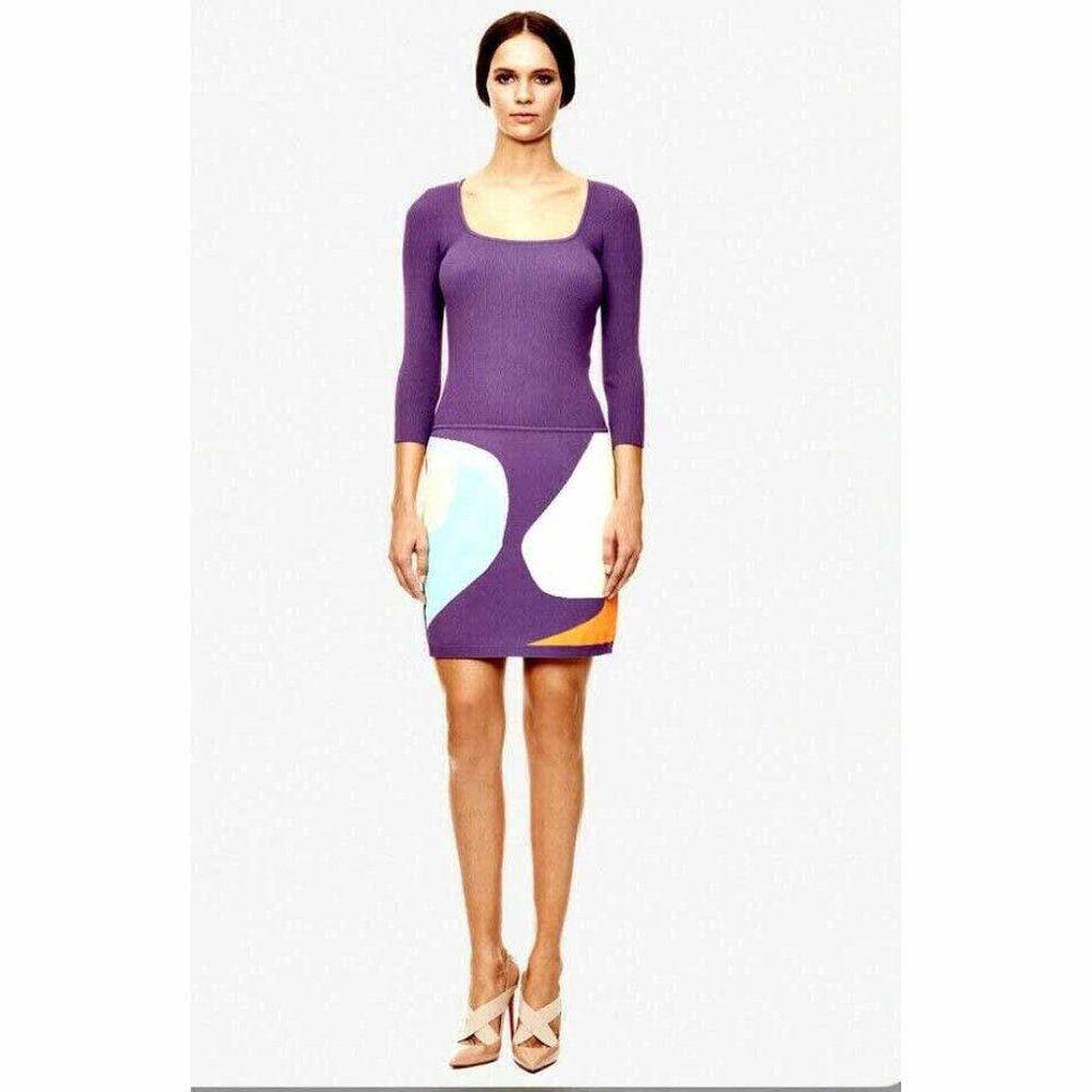 Paula Hian Audrey Long Sleeve Knit Abstract Dress Size XSmall